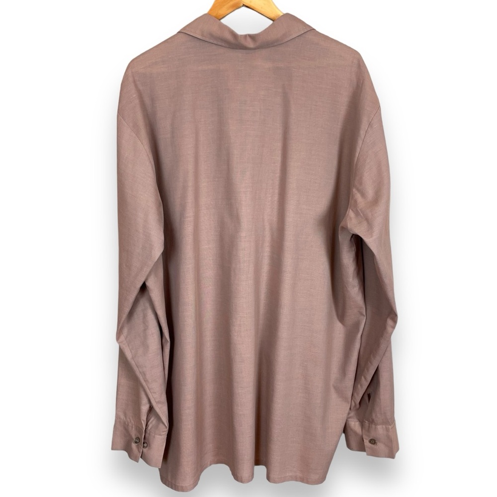 Vintage Shirt Men Embroidery 2X Tall Long Sleeve Mauve Button-Up Pointed Collar - Picture 2 of 11